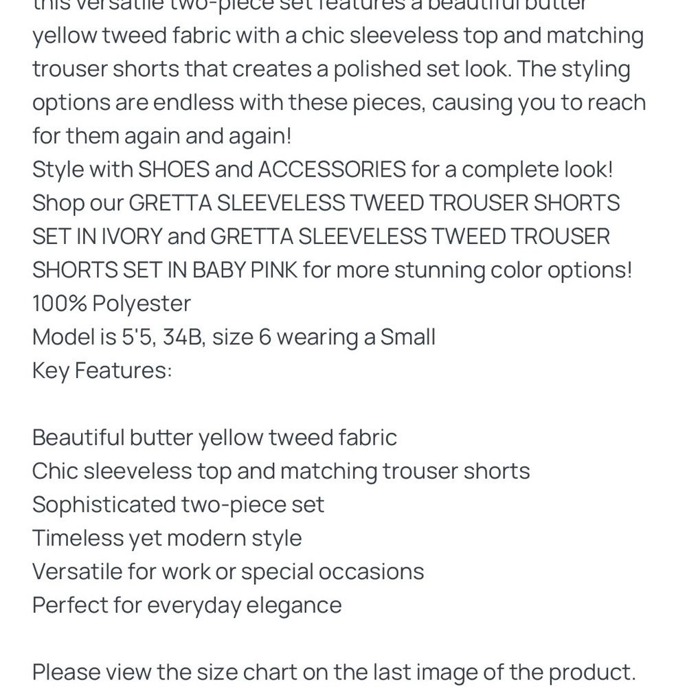 SSYS Gretta Yellow Sleeveless Trouser Short Set - Picture 7 of 7